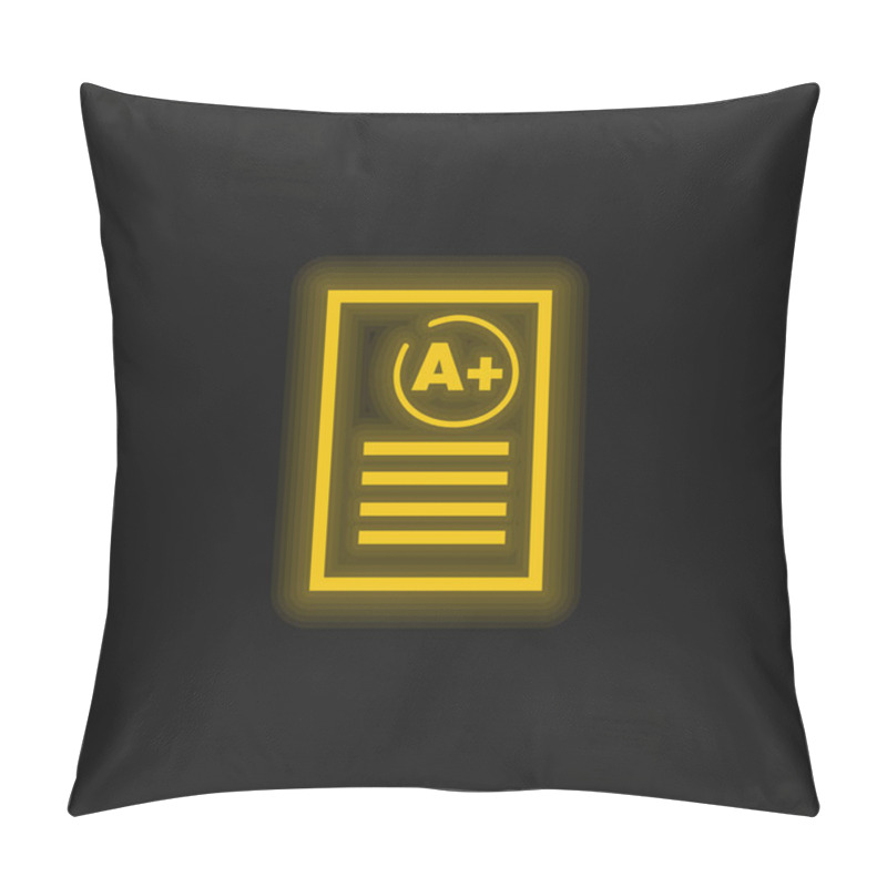 Personality  A Best Test Result Yellow Glowing Neon Icon Pillow Covers