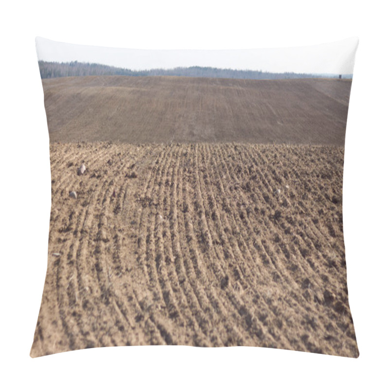 Personality  Arable Field. Plowed Agricultural Arable Land. Pillow Covers