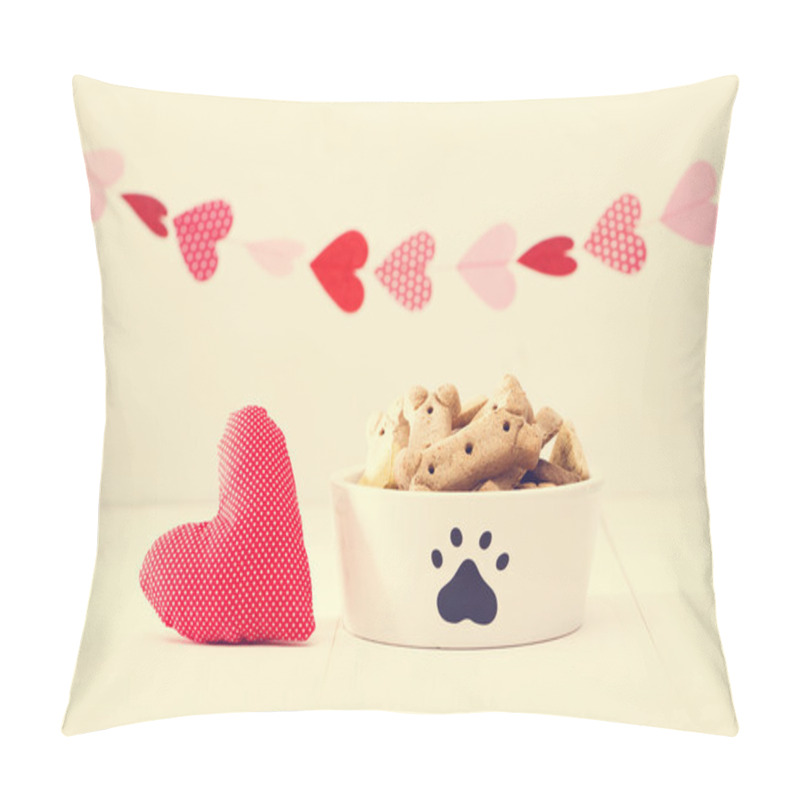 Personality  Dog Treats On Bowl With A Heart Cushion Pillow Covers