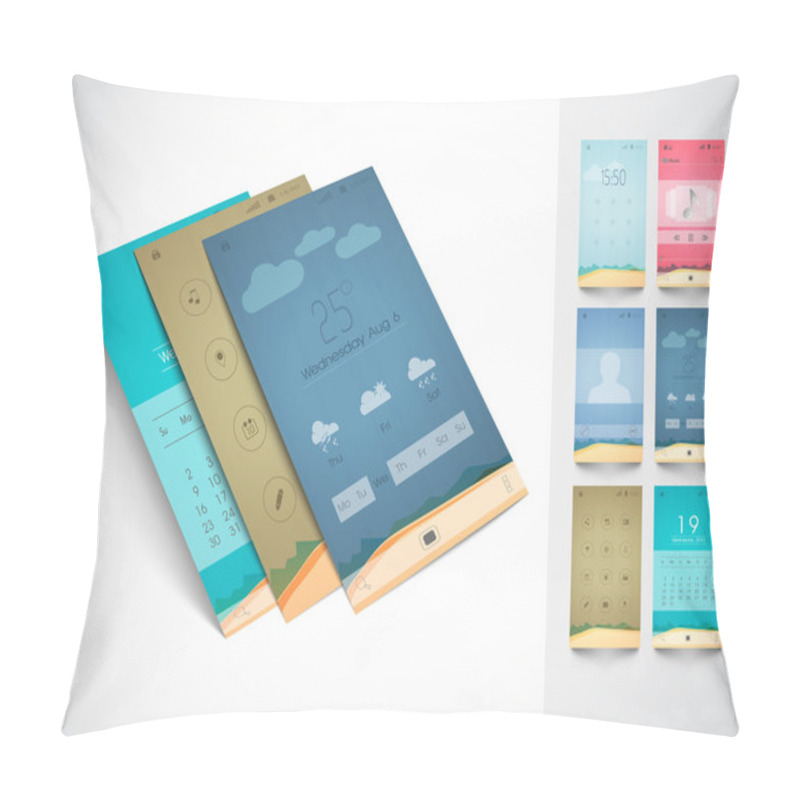 Personality  Concept Of Mobile User Interface With Template. Pillow Covers