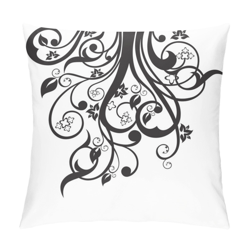 Personality  Flowers, Leaves And Swirls Silhouette In Black Pillow Covers