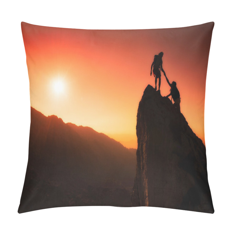 Personality  Team Of Climbers Help To Conquer The Summit Pillow Covers