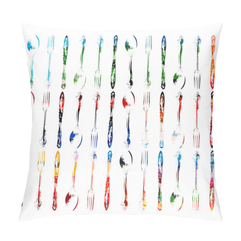 Personality  Fork, Knife And Spoon Silhouettes Pillow Covers