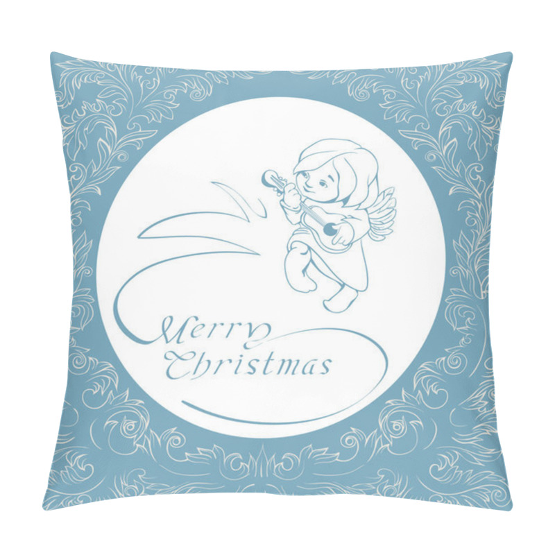 Personality  Rich Ornate Christmas Background With Singing Angel. Pillow Covers