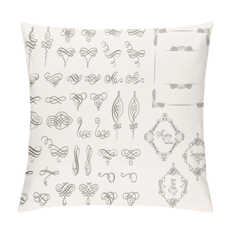 Personality  Set Collection Of Vector Calligraphic Elements And Page Decorations. Pillow Covers