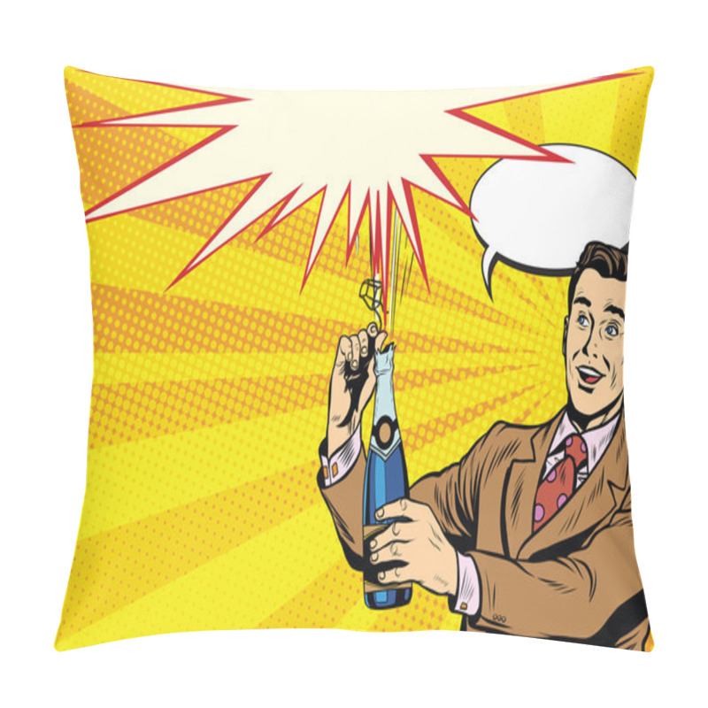 Personality  Retro Man Opens Champagne Party Celebration Holiday Pillow Covers