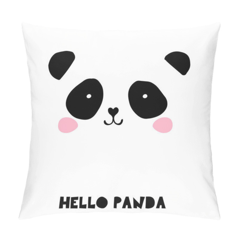 Personality  Cute Panda Bear Illustrations, Vector Hand Drawn Elements, Black And White Icons Pillow Covers