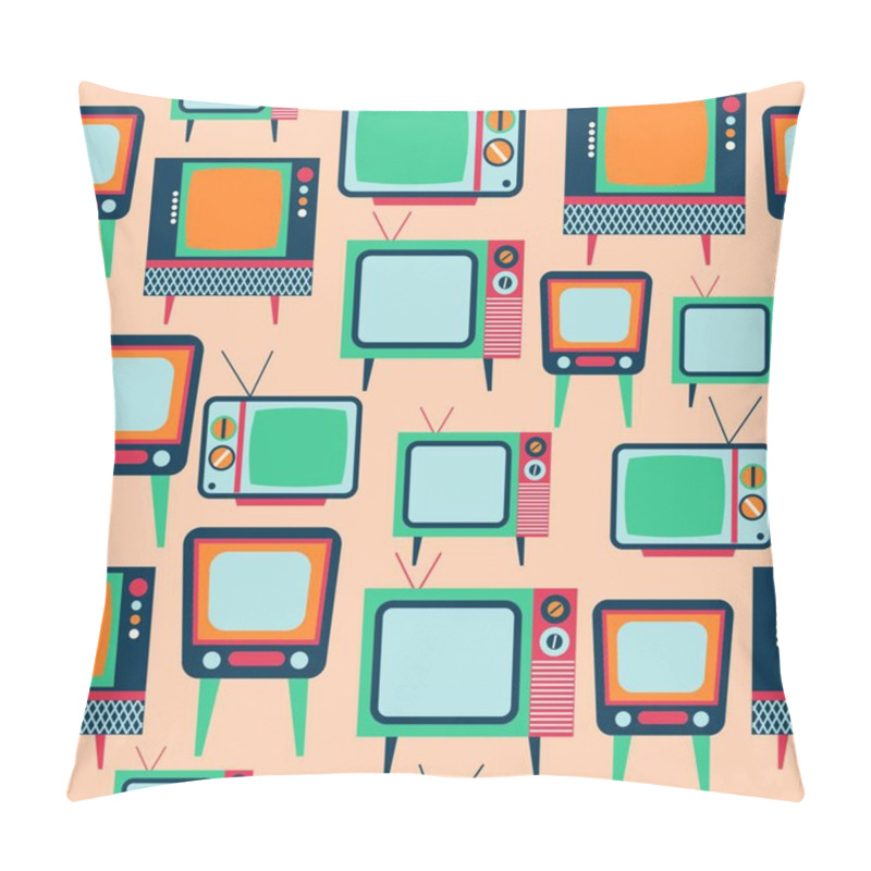 Personality  Seamless Pattern With Retro Tv, Vector Format Pillow Covers