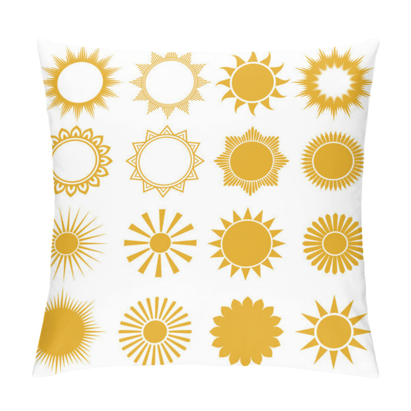 Personality  Suns - Elements For Design (set Of Vector Suns, Suns Collection) Pillow Covers