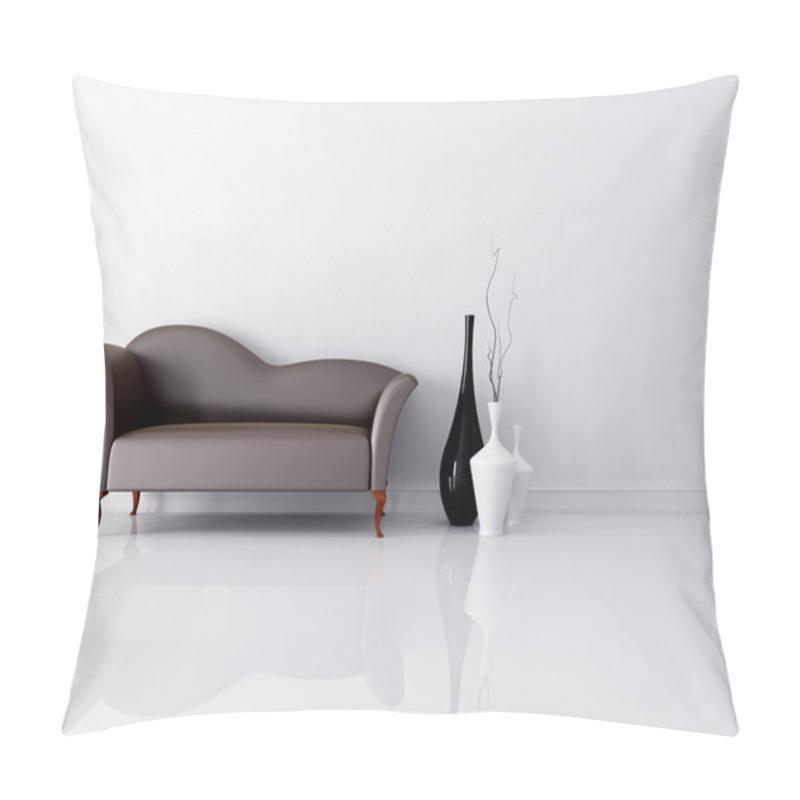 Personality  Brown Couch In A White Room Pillow Covers