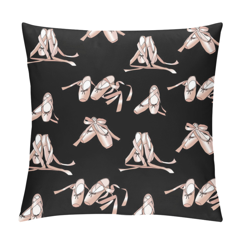 Personality  Vector Seamless Pattern With The Image Of Ballet Pointe Shoes With Ribbons Pillow Covers