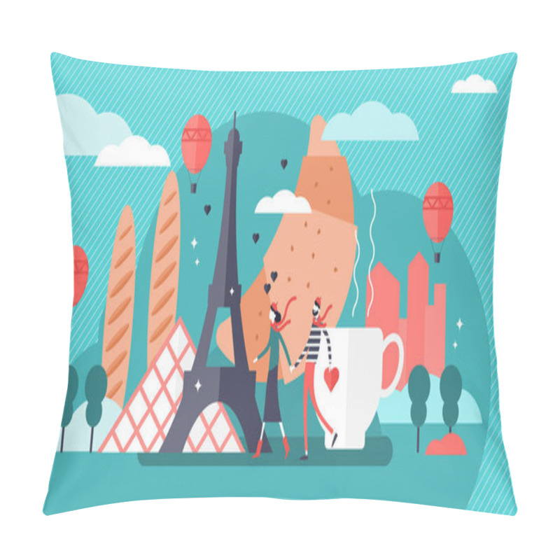 Personality  Paris Vector Illustration. Famous French City Tourist Symbols Collection. Pillow Covers