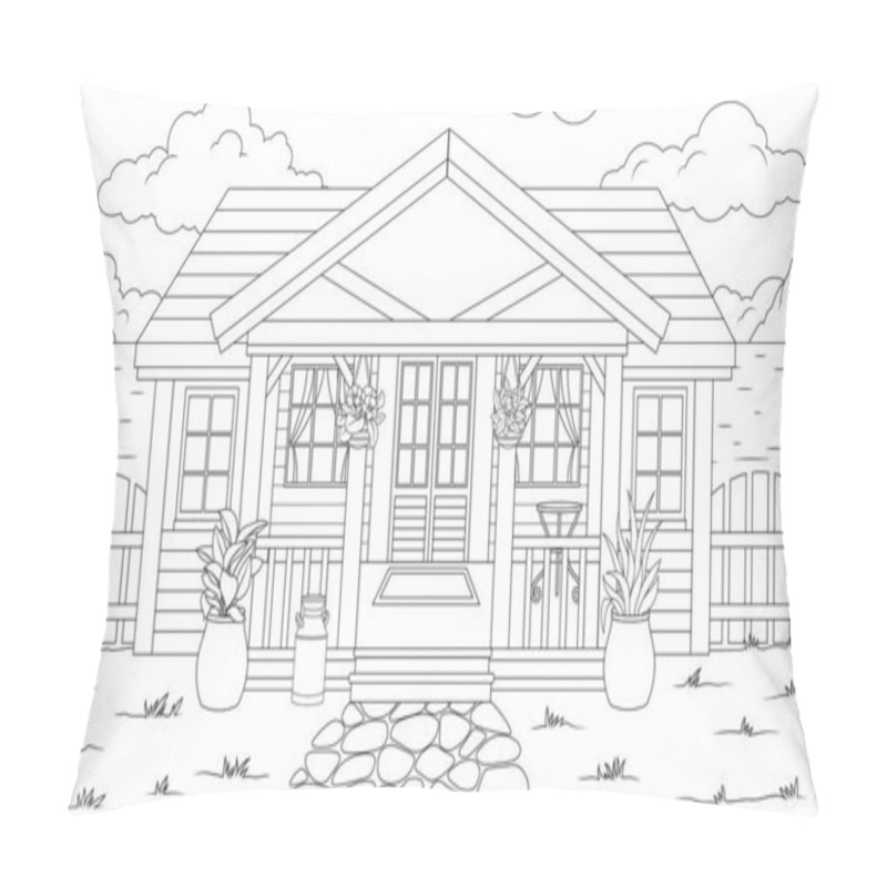 Personality  Vector Illustration, Summer House By The Sea, Pillow Covers