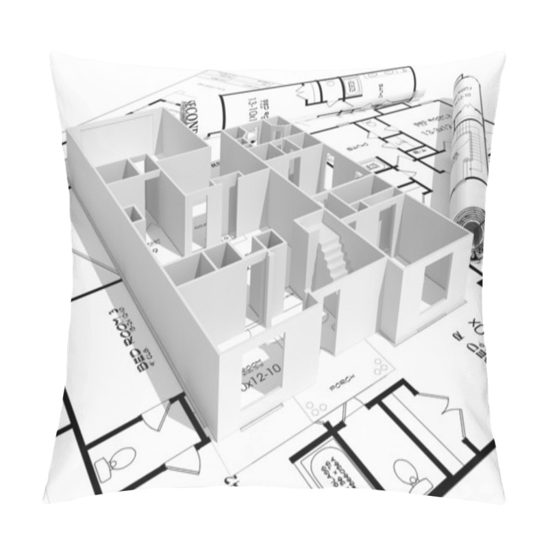 Personality  3d Home Plans Concept Pillow Covers