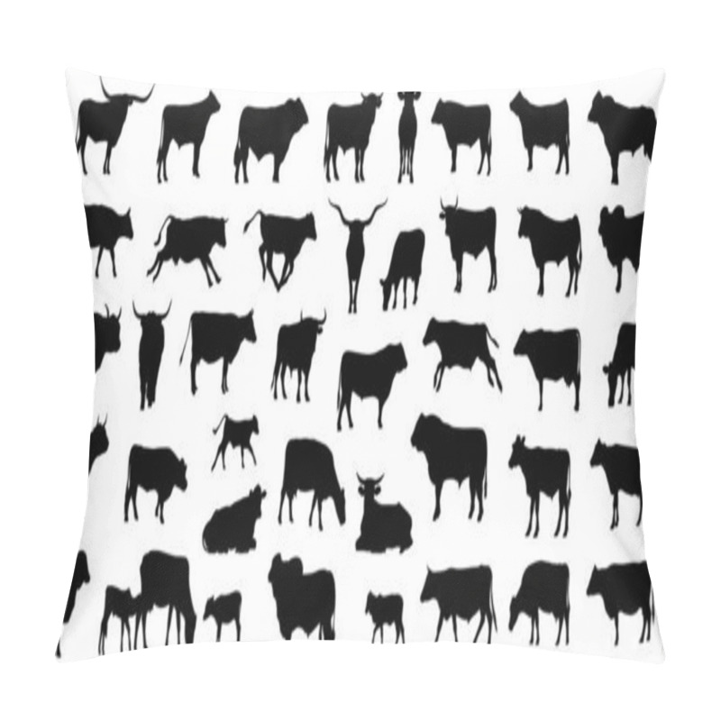 Personality  Cow Silhouette Vector Bundle Pillow Covers