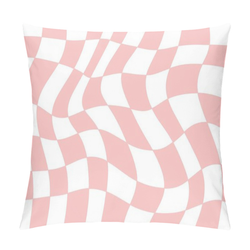 Personality  Abstract Chess Board Retro Background. Psychedelic Design. Retro Checkerboard Wavy Pattern 70s 90s Background Texture. Checkered Groovy Pattern For Surface Design Pillow Covers