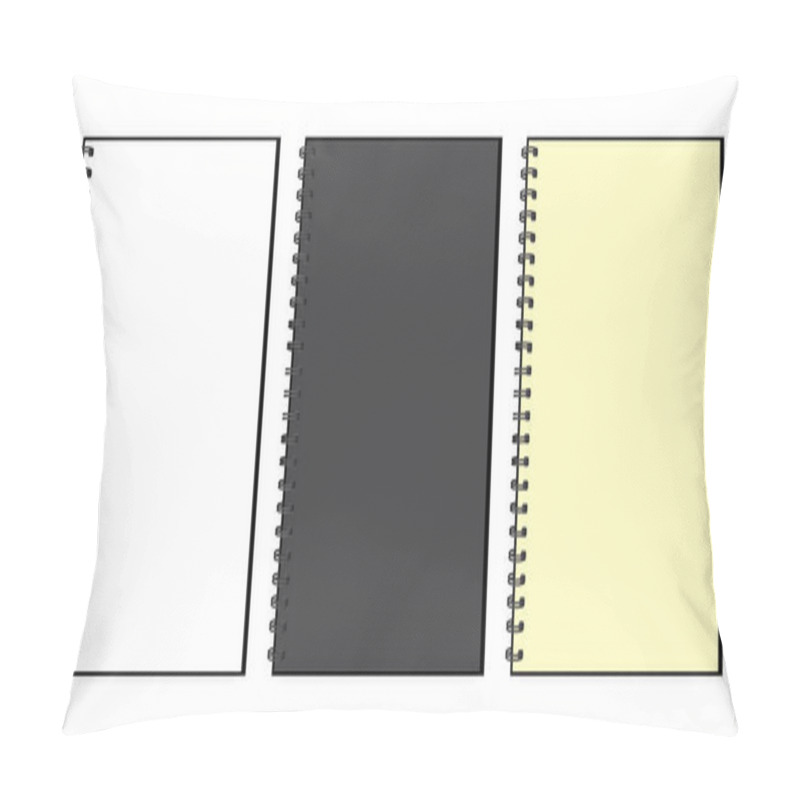 Personality  White Notebook Mockup Isolated. Black Business Organizer. Mockup Template. Top View. Stock Image. Pillow Covers