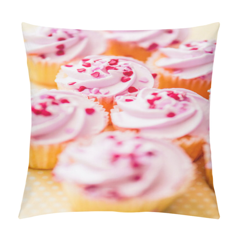 Personality  Cupcakes With Pink Cream And Heart Sprinkles Pillow Covers