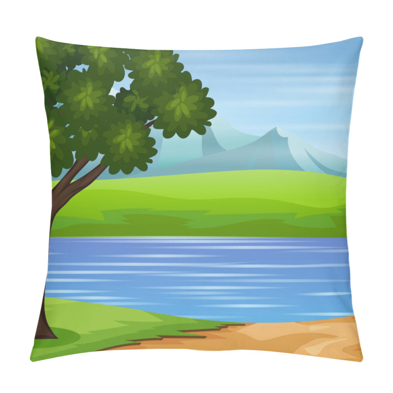 Personality  Road To The River With A Nature Landscape Pillow Covers