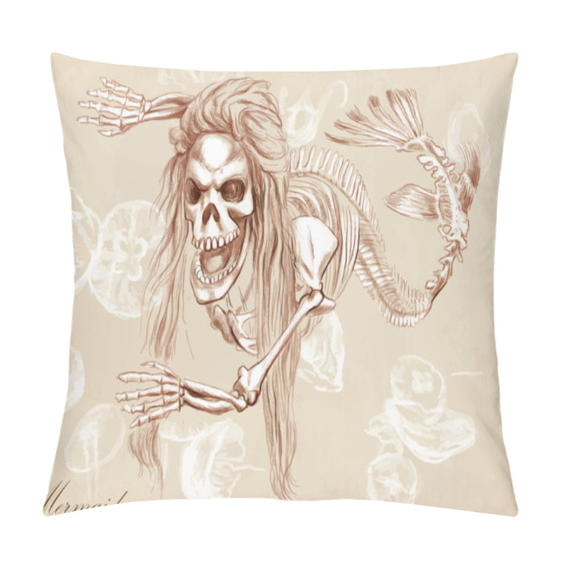 Personality  An Hand Drawn Vector: Mermaid Pillow Covers