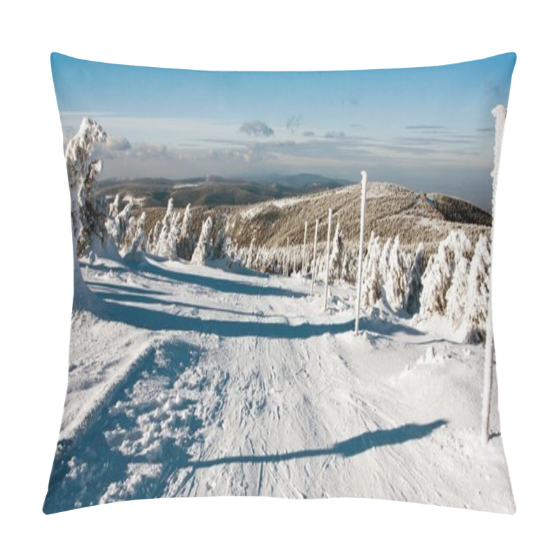 Personality  View Of Crosscountry Skiing Way And Mount Serak Pillow Covers