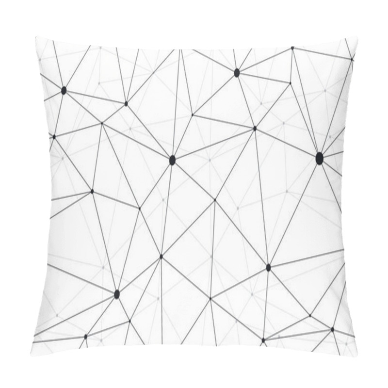 Personality  Technology Communication Seamless Vector Pattern With Connected Thin Lines, Black And White Monochrome Endless Wallpaper Background Science Theme. Pillow Covers