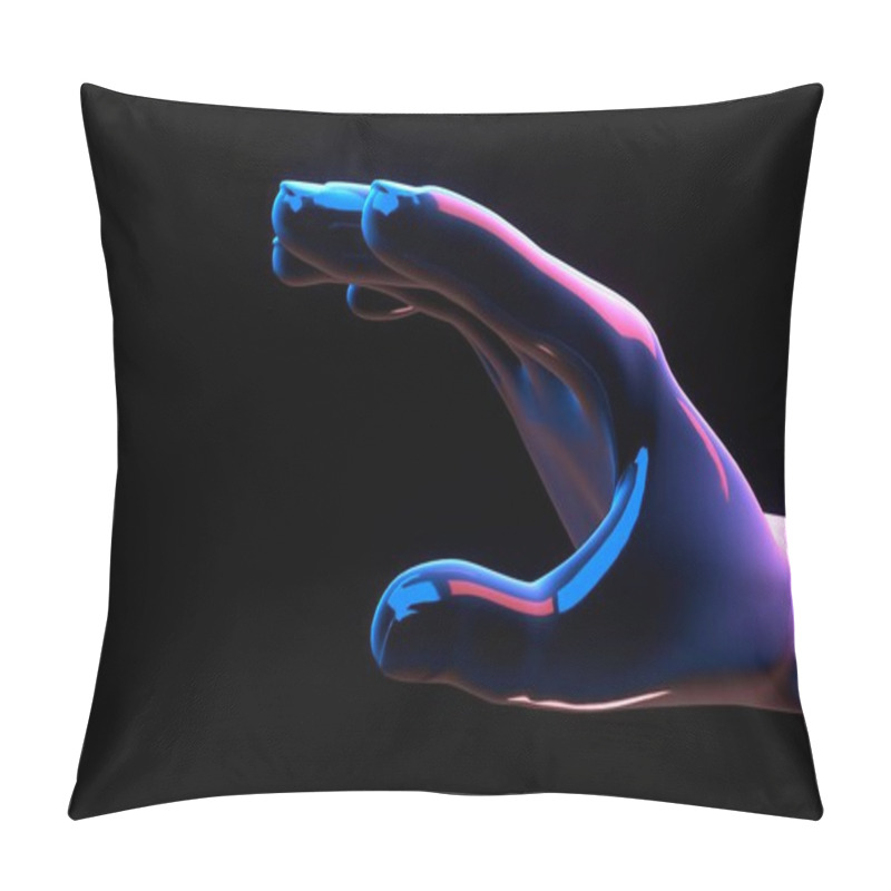 Personality  Hand Biorobot With Elastic Material Hold Object. Future Medical Synthetic Test. Smart Technology From Innovation Spectrum In Science. 3d Rendering Illustration Pillow Covers