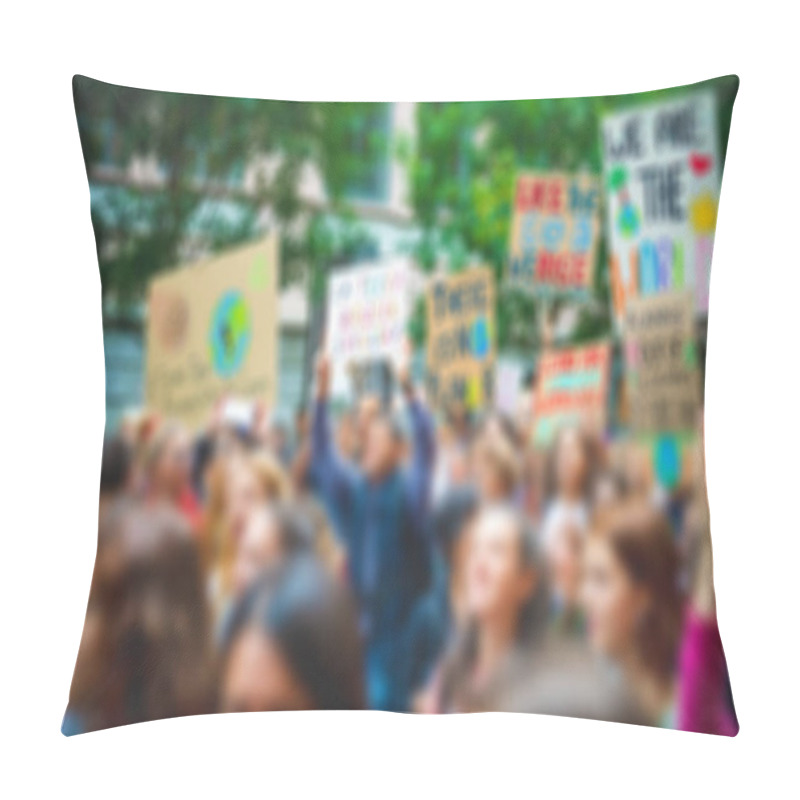 Personality  Blurred Crowd Protesting - Activist Manifestating In The City Marching Pillow Covers