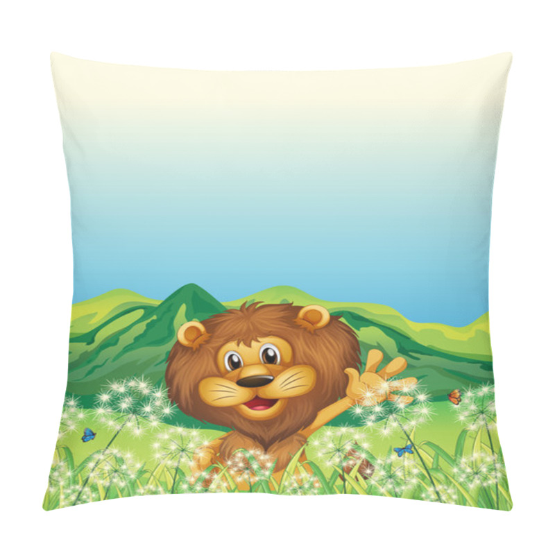 Personality  A Lion Waving His Hand Near The Weeds Pillow Covers