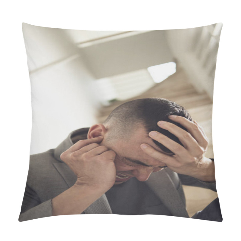 Personality  Suffering Man With His Hands In His Head Pillow Covers