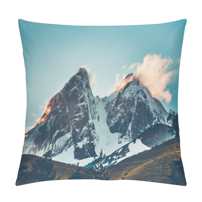 Personality  Sunset Evening View Over The Snowy Mountain Peak Pillow Covers