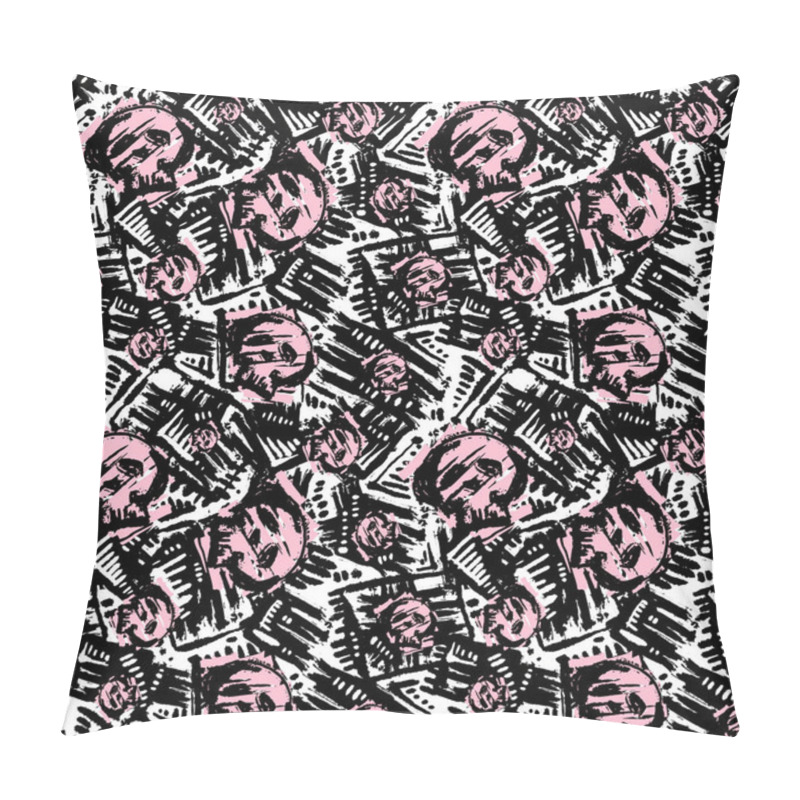 Personality  Seamless Skulls Textile Doodle Pattern Grunge Texture Pillow Covers