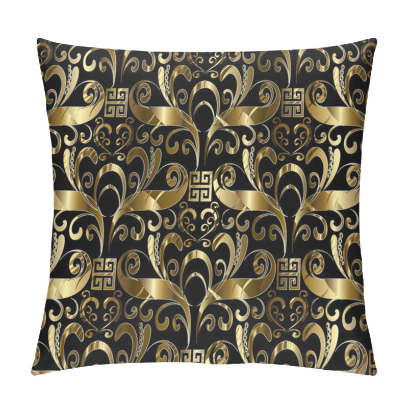 Personality  Meander Floral 3d Seamless Pattern. Vector  3d Background Pillow Covers