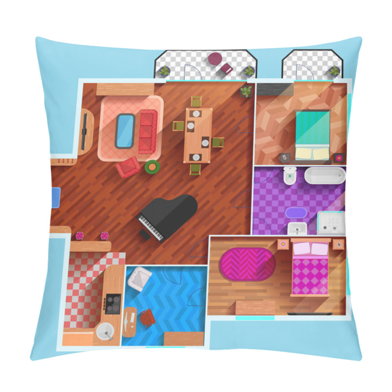 Personality  Top View Of Interior Of Typical Apartment Pillow Covers