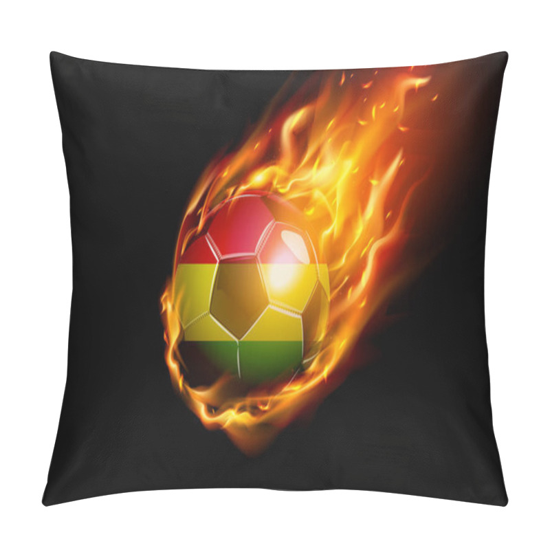 Personality  Bolivia Flag With Fire Football Realistic Design Isolated On Black Background. Vector Illustration Pillow Covers