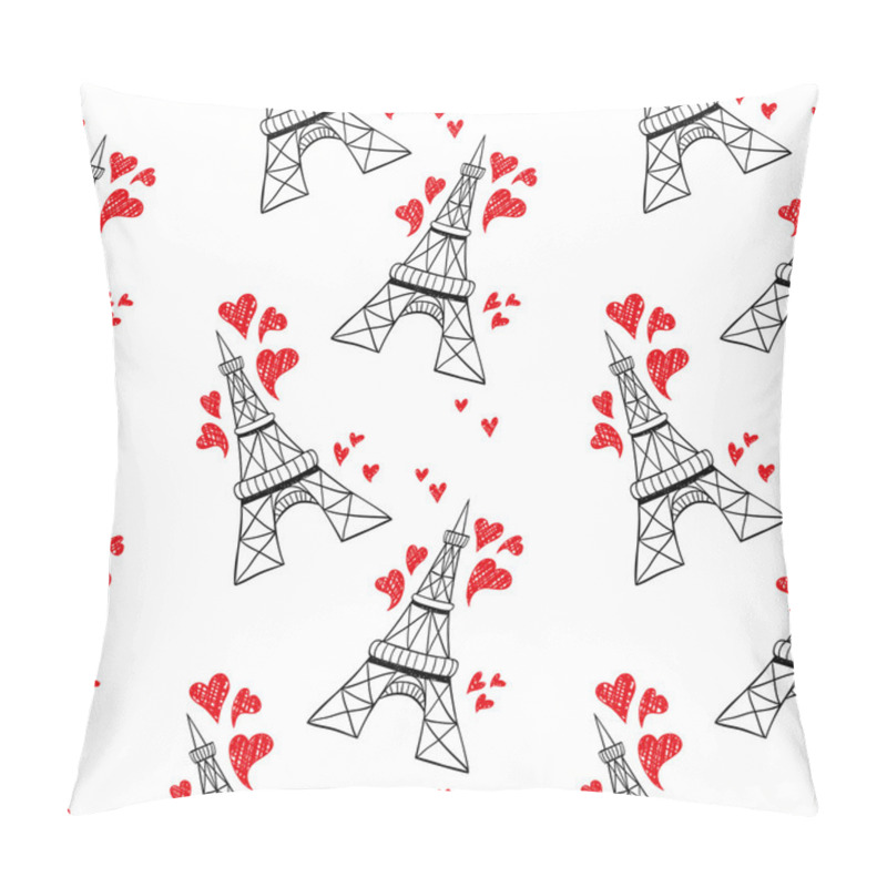 Personality  Eiffel Towers With Red Hearts Pillow Covers