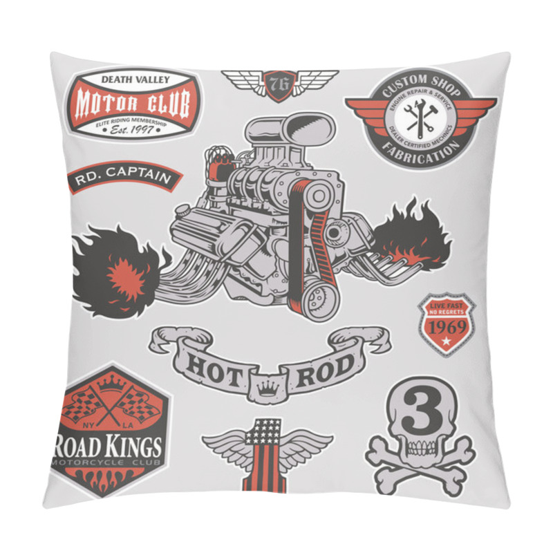 Personality  Retro Hot Rod Racing Engine Motor Set Pillow Covers