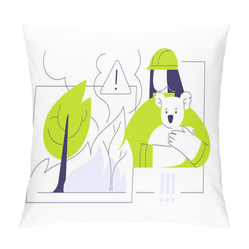 Personality  Destruction Of Animal Habitat Abstract Concept Vector Illustration. Big Fire In The Forest, Homeless Animals, Ecology Industry, Global Environmental Problem, Extinction Process Abstract Metaphor. Pillow Covers