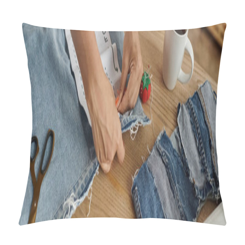 Personality  A Woman Skills Her Creativity By Transforming Old Garments Into New Designs. Pillow Covers