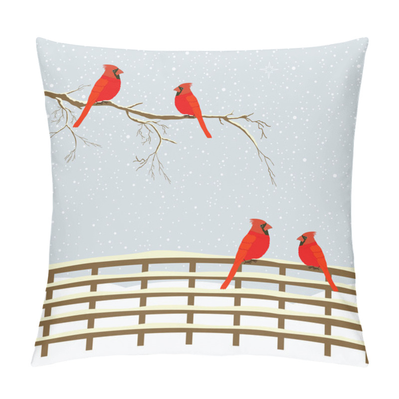 Personality  Red Birds On Branch And Fence Pillow Covers