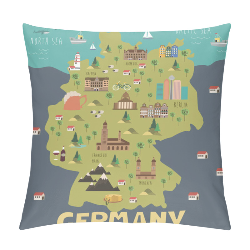 Personality  Illustration Map Of Germany  Pillow Covers