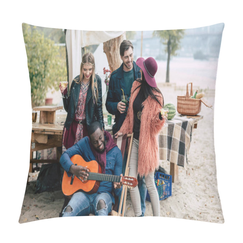 Personality  Happy Young People At Picnic Pillow Covers