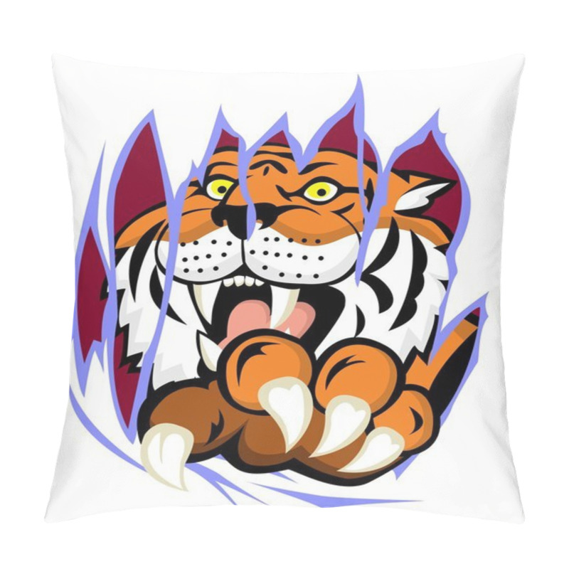 Personality  Tiger With Claw Tearing The Background Pillow Covers