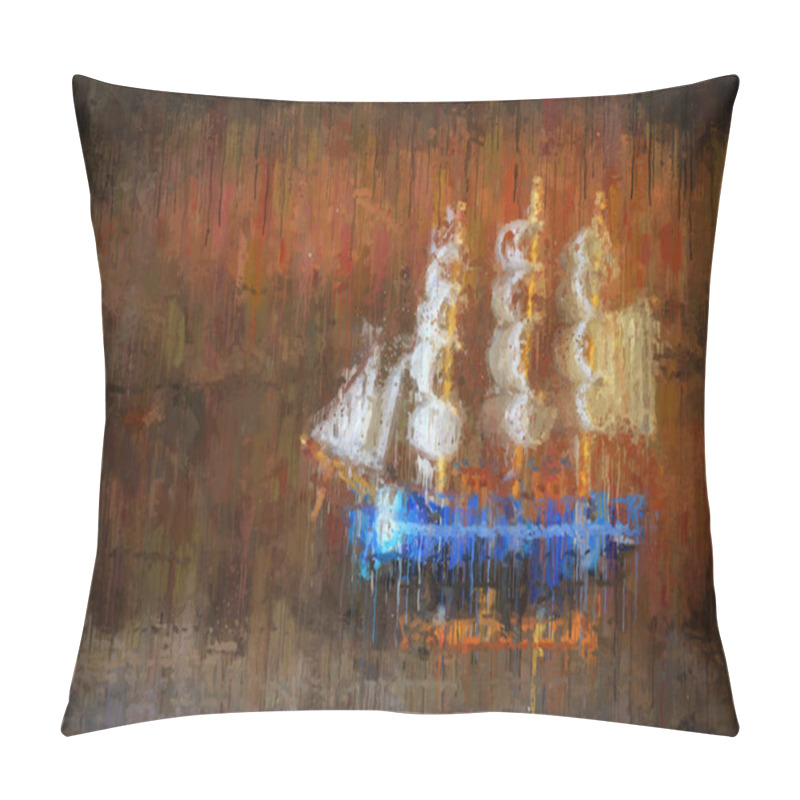 Personality  Abstract Background Of Boat Oil Painting Style Photo. Pillow Covers