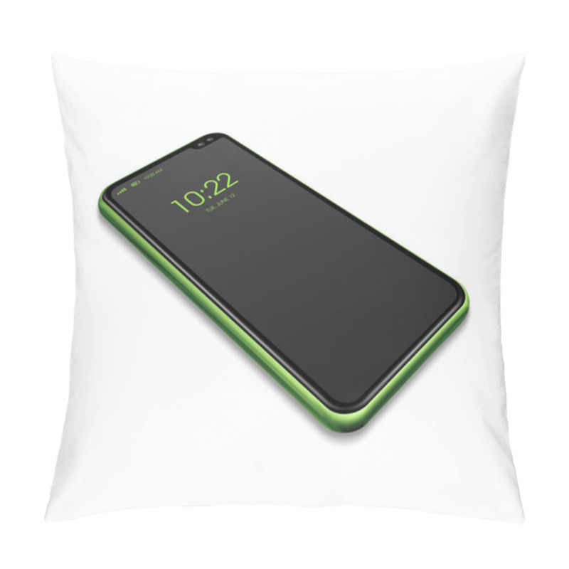 Personality  All-screen Black And Green Smartphone Mockup Isolated On White.  Pillow Covers