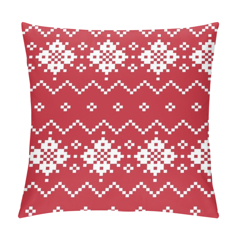 Personality  Red Christmas Fair Isle Pattern Background For Fashion Textiles, Knitwear And Graphics Pillow Covers