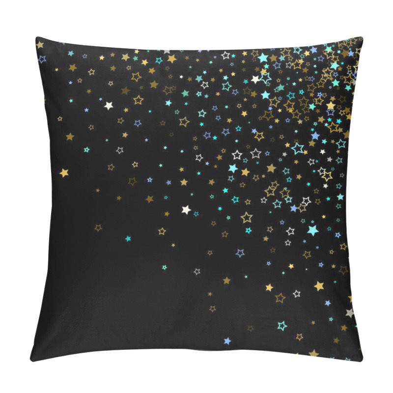 Personality  Stars Confetti. Gold, Blue Stars, Shiny Confetti Pillow Covers