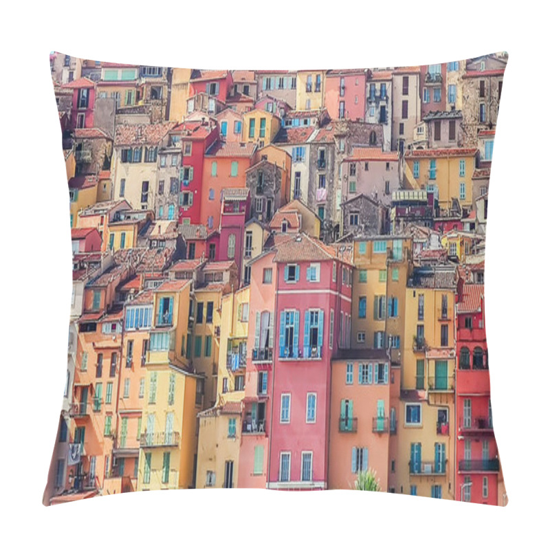 Personality  Colorful Facades Of Historic Buildings In A Mediterranean Village, Vibrant Atmosphere, And Traditional Architecture. Pillow Covers