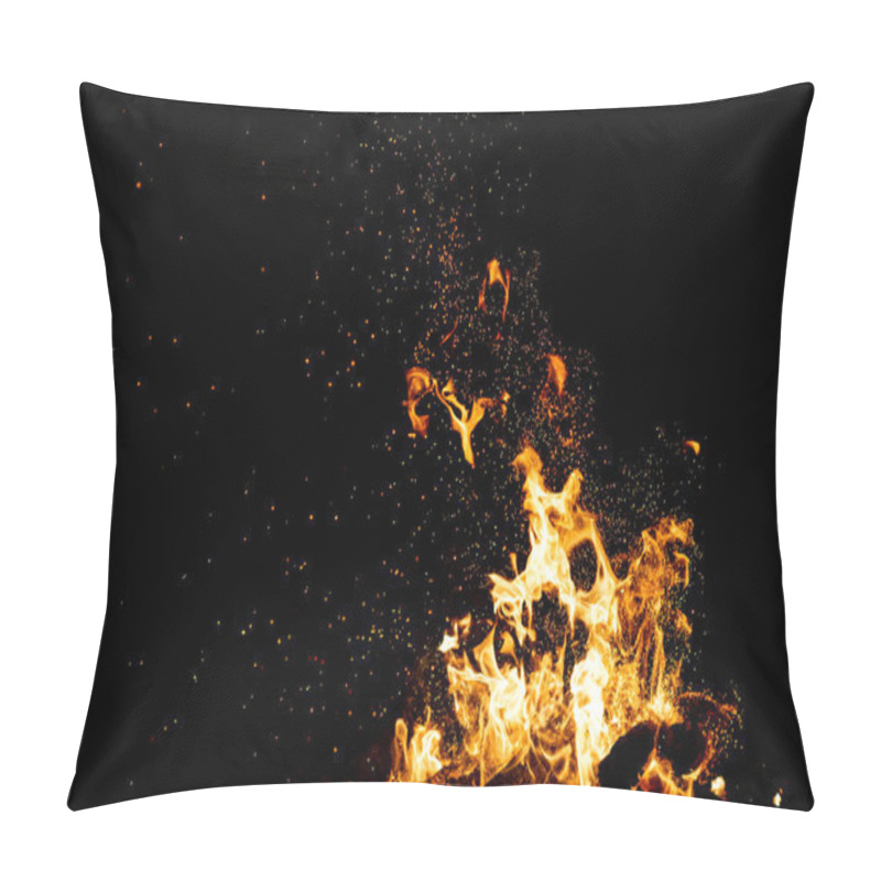 Personality  Close Up View Of Burning Campfire As Dark Abstract Background Pillow Covers