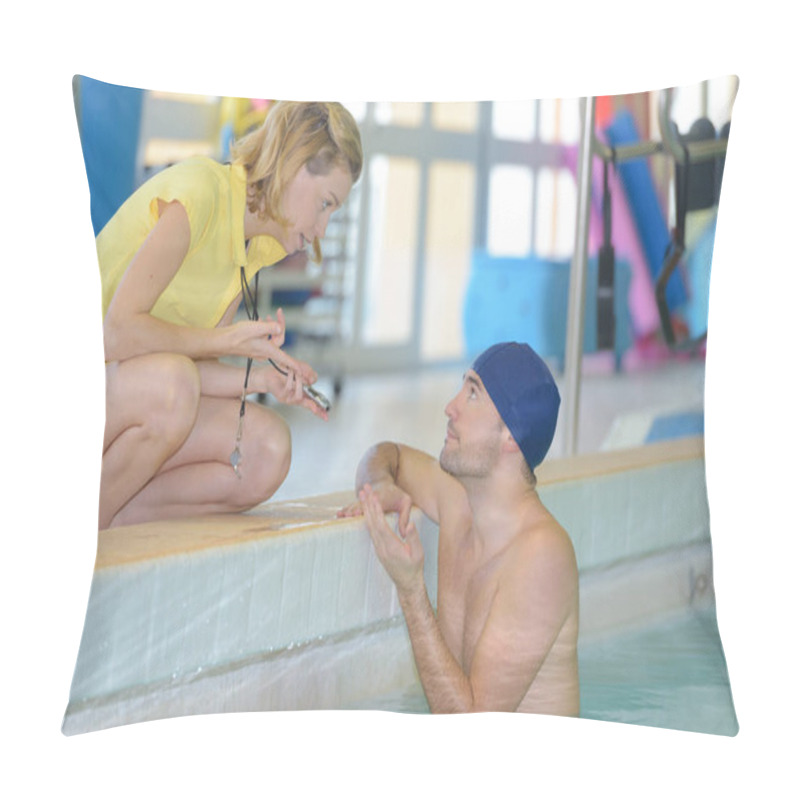 Personality  Coach Swimmer Telling The Time Pillow Covers